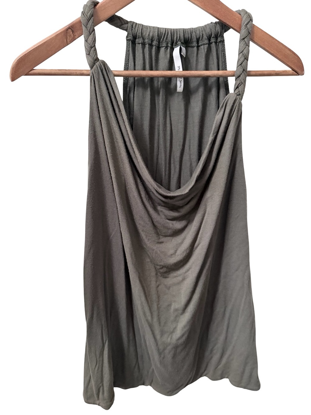 Michael Stars Olive Green Cowl Neck Tank with Braided Straps